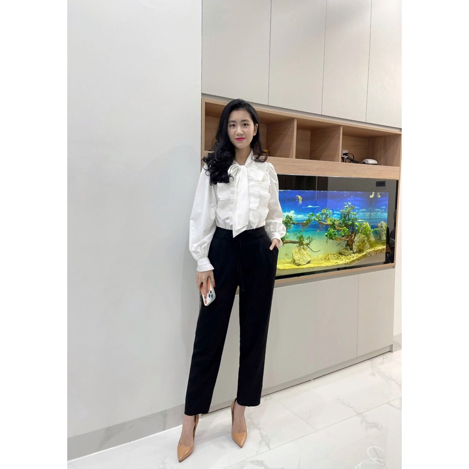 Quần baggy công sở Shojo trang trí cạp