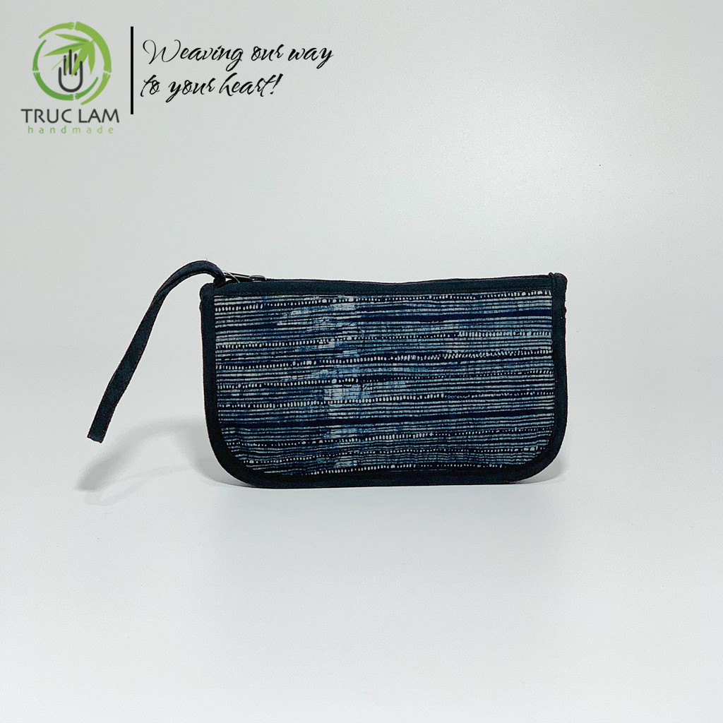 Ví Cầm Tay Nữ Vải Thổ Cẩm Họa Tiết Sáp Ong Vẽ Tay - Trúc Lâm Handmade