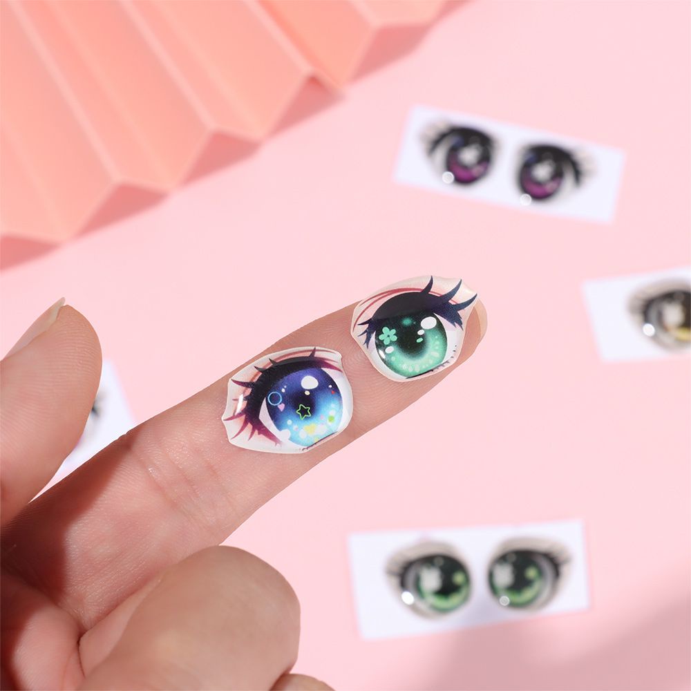Bộ 5 cặp nhãn dán hình mắt phong cách hoạt hình 8mm / 10mm / 12mm / 15mm