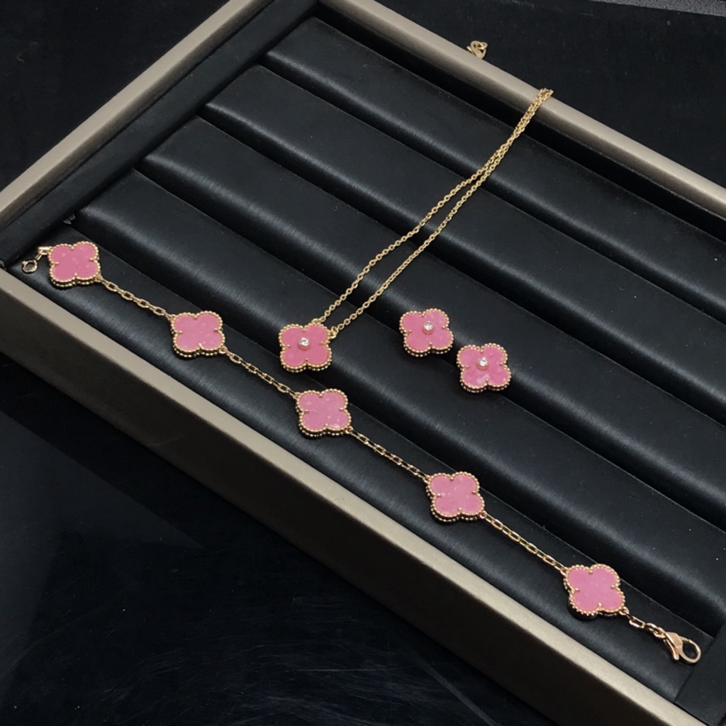 Hàng Mới Về Mới Set Dây Chuyền Và Bông Tai Mạ Bạc 925 Hình Cỏ Bốn Lá Thời Trang Cho Nữ