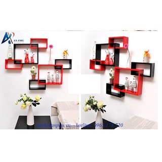 Combo 2 bộ kệ trang trí chữ nhật lồng ( đen trắng, trắng đen )