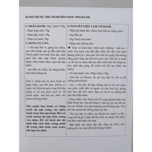 Set nguyên liệu làm bánh dẻo bánh nướng nhân thập cẩm (hướng dẫn cách làm đăng trên ảnh sản phẩm)