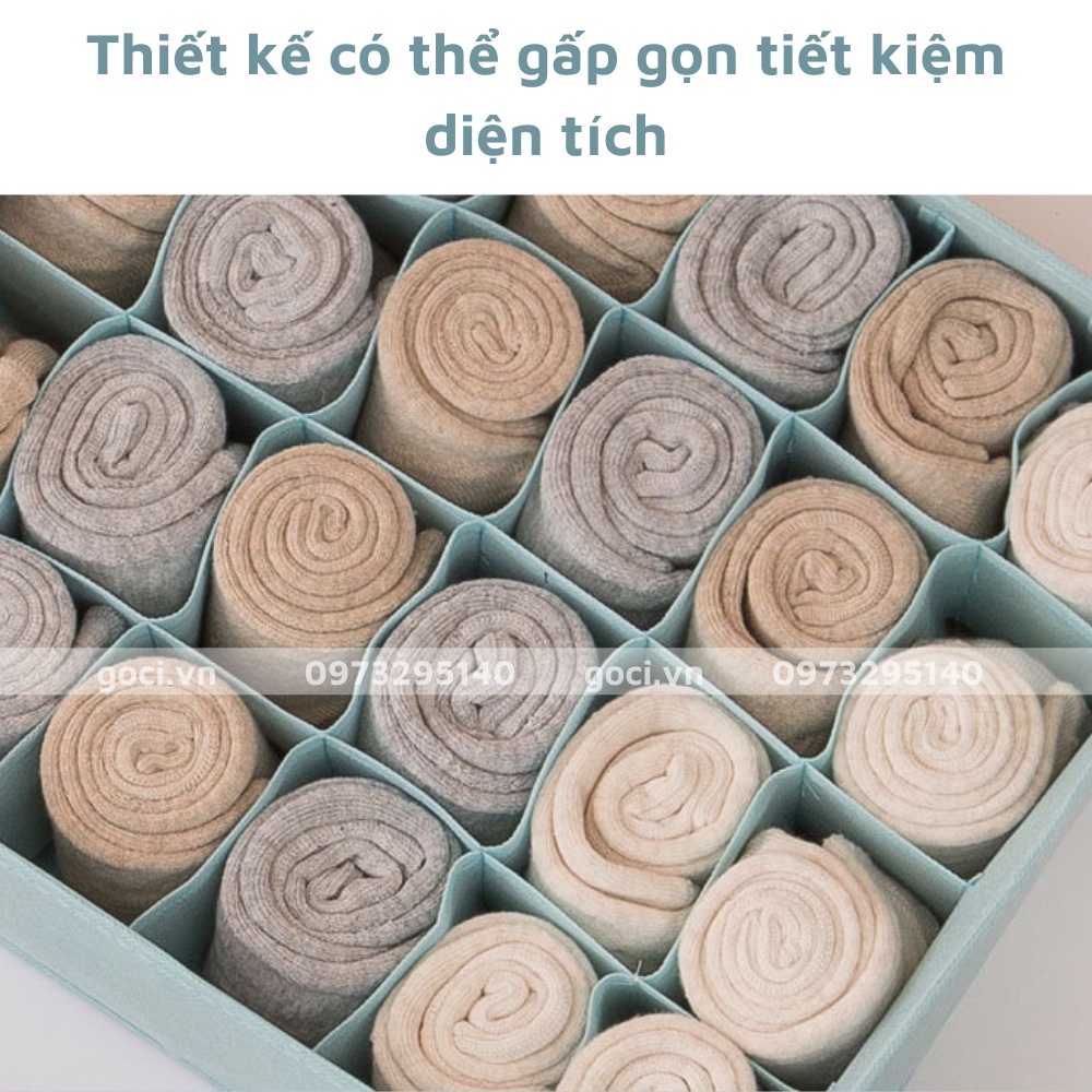 Hộp vải đựng đồ lót tất vớ áo ngực bra chia nhiều ngăn vải không dệt 6 7 20 ngăn VNXK tiện lợi tiết kiệm không gian