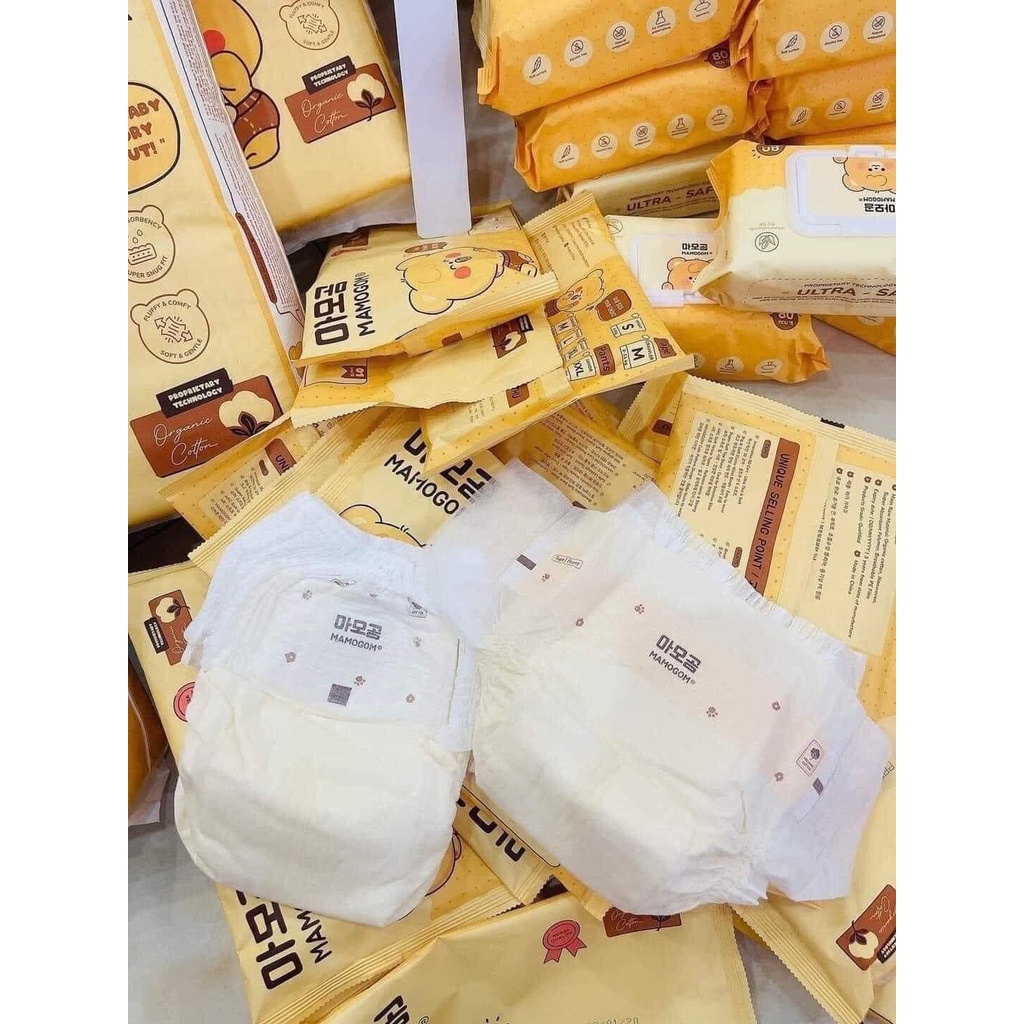 Bỉm hữu cơ MAMOGOM công nghệ Hàn dán/quần đủ size S62/M52/M48/L44/XL40/XXL38 cho bé sơ sinh Mamogo