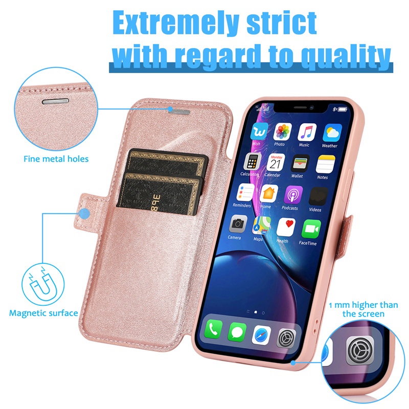 Bao da điện thoại có ngăn đựng thẻ từ tính cho For Apple IPhone 13 14 Pro Max