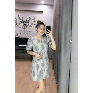 G07. 4105. đầm xốp gấm cài khuy dọc