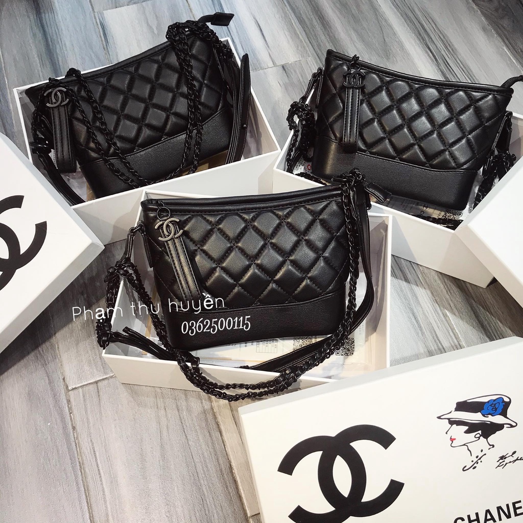 Túi xách Chan Hobo black version SP Fullbox size 20 /Túi đeo chéo Chan Hobo Ngọc Trinh SP da lì size 20 Fullbox