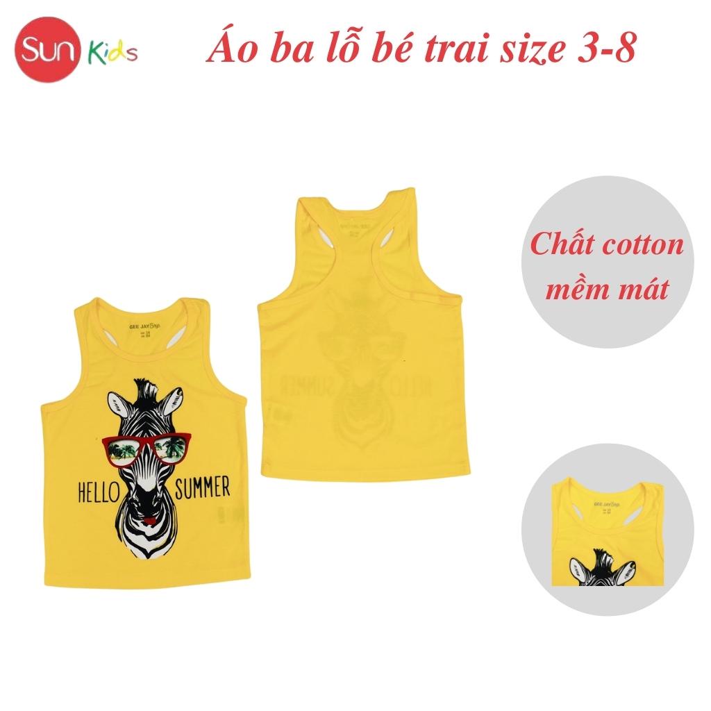 Áo thun bé trai, áo ba lỗ bé trai chất cotton, nhiều màu, Size 3/4 - 7/8 tuổi - SUNKIDS