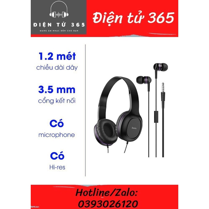 Tai nghe chụp tai Chính hãng Hoco W24 tặng kèm tai nghe 3.5 rất bền
