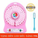 [Mã ELFLASH3 hoàn 10K xu đơn 20K] Quạt sạc siêu mát F95B hồng tặng đèn led trị giá 99k 1000000366+1000000558