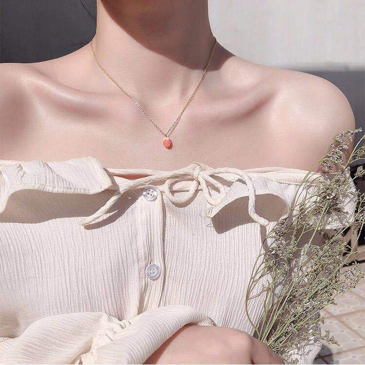 🍓Vòng cổ nữ dâu tây nhỏ dễ thương