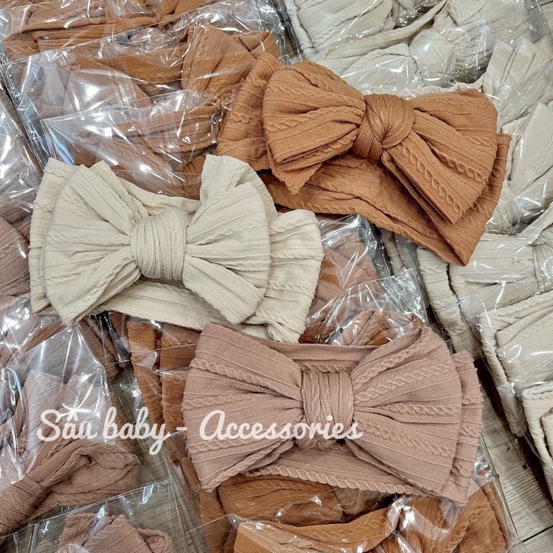 Băng đô, turban vải nơ bản to cho bé