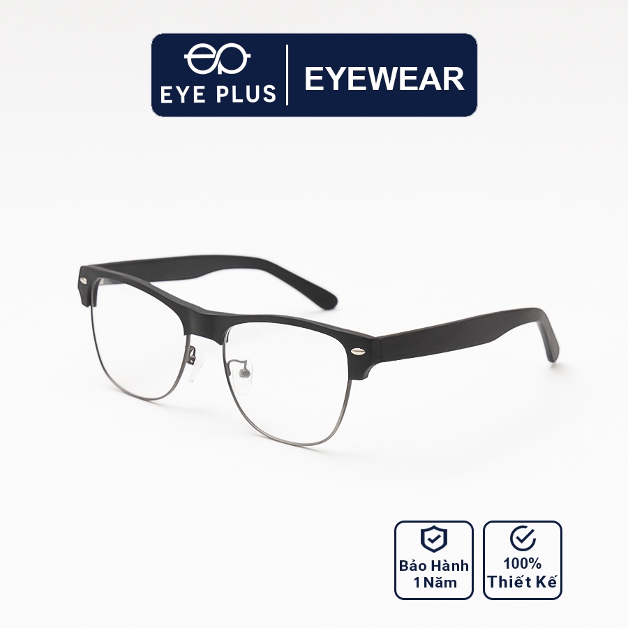 Gọng kính cận thời trang EYE PLUS nam nữ clubmaster phủ vân gỗ độc đáo VGKL-4175