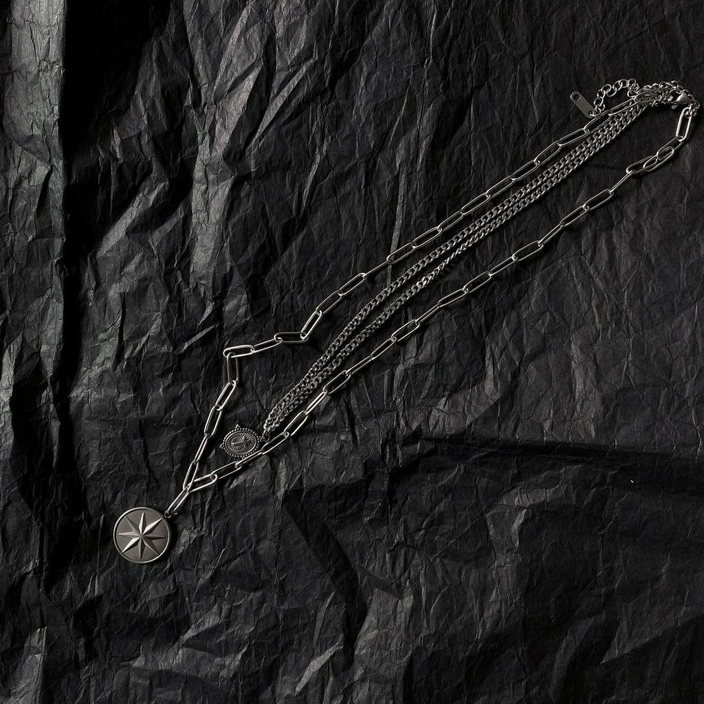 Dây Chuyền Thép Titan Nhiều Lớp Mặt Ngôi Sao Phong Cách Hip Hop Mới 22715