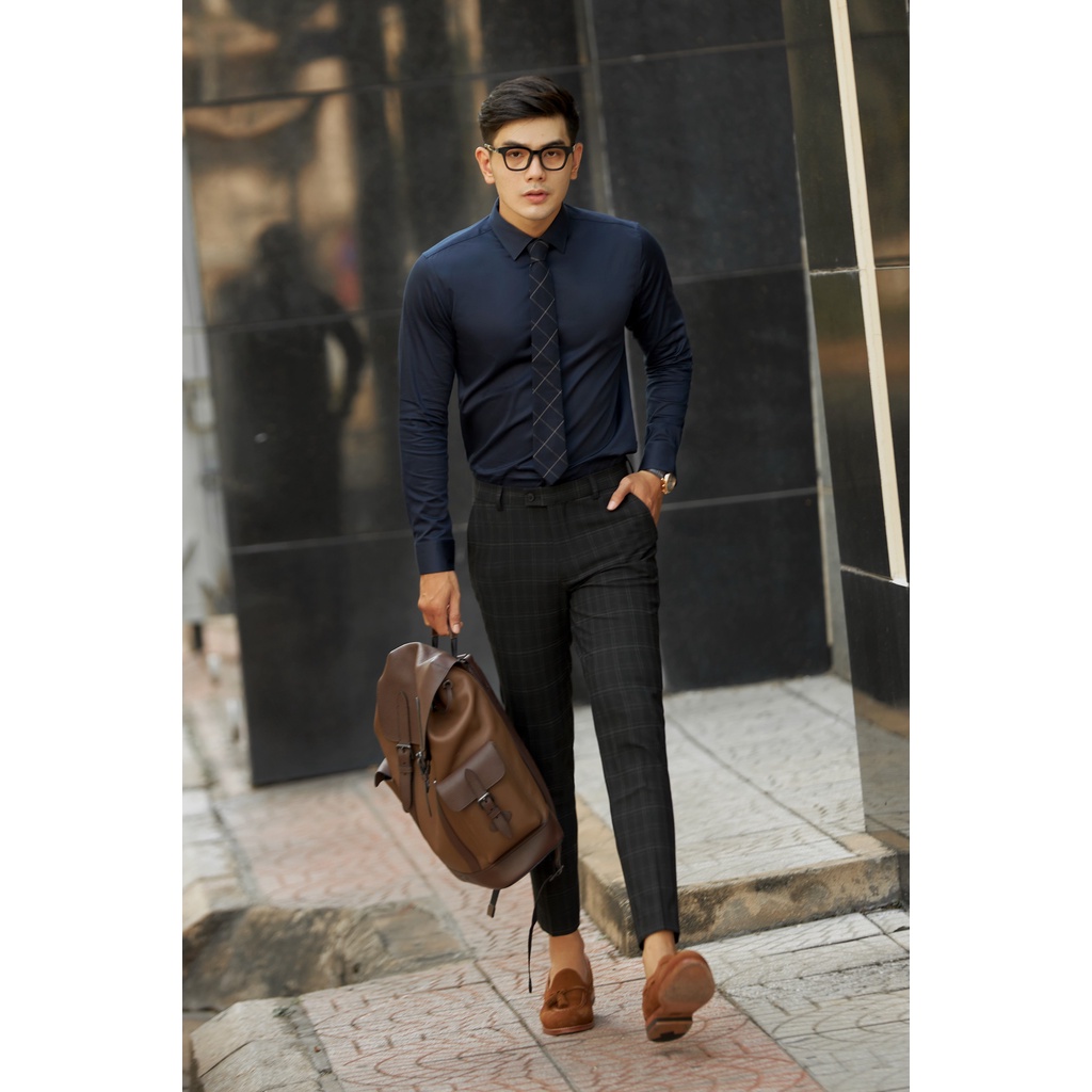 Áo Sơ Mi Americus Gosani Cho Nam Cơ Bản Màu Xanh Đen