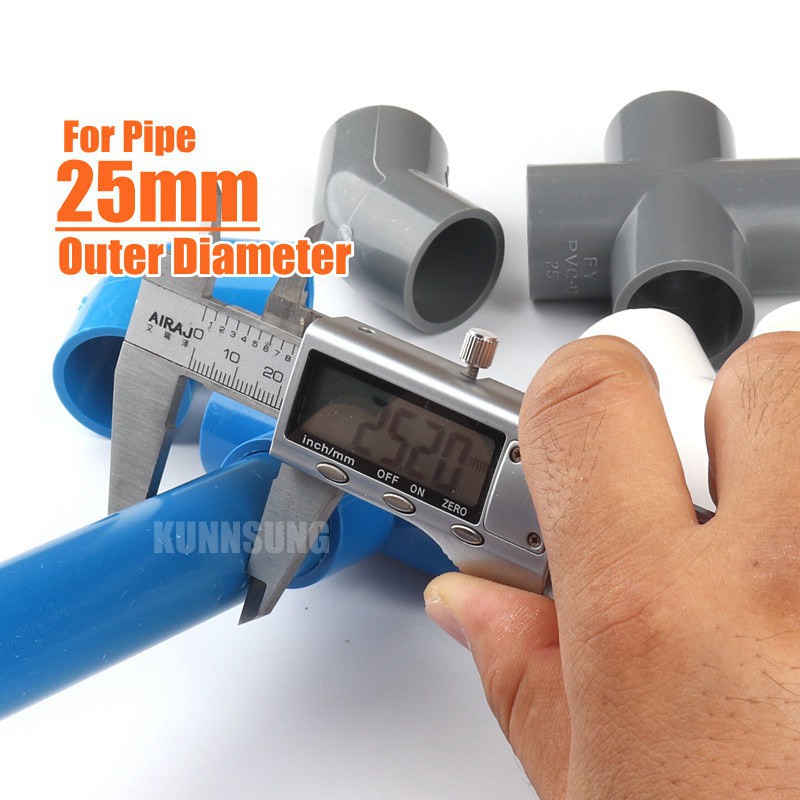 Bộ 6 cái khớp ghép nối ống nước PVC hình chữ T 25mm 3 màu cho bể cá nguồn nước