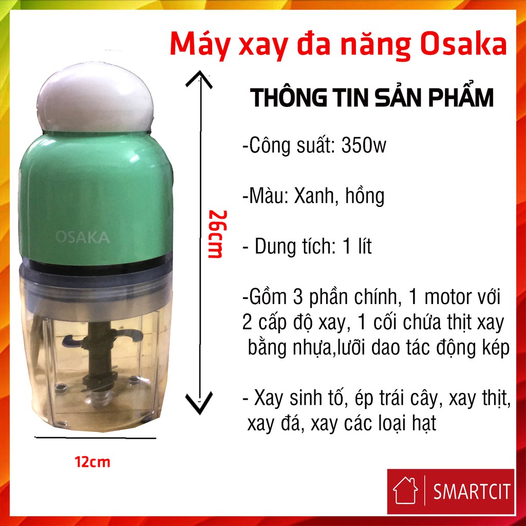 Máy xay sinh tố đa năng Osaka DH-807 (nắp tròn) Nắp Trắng Nhật Loại 1 T3B3