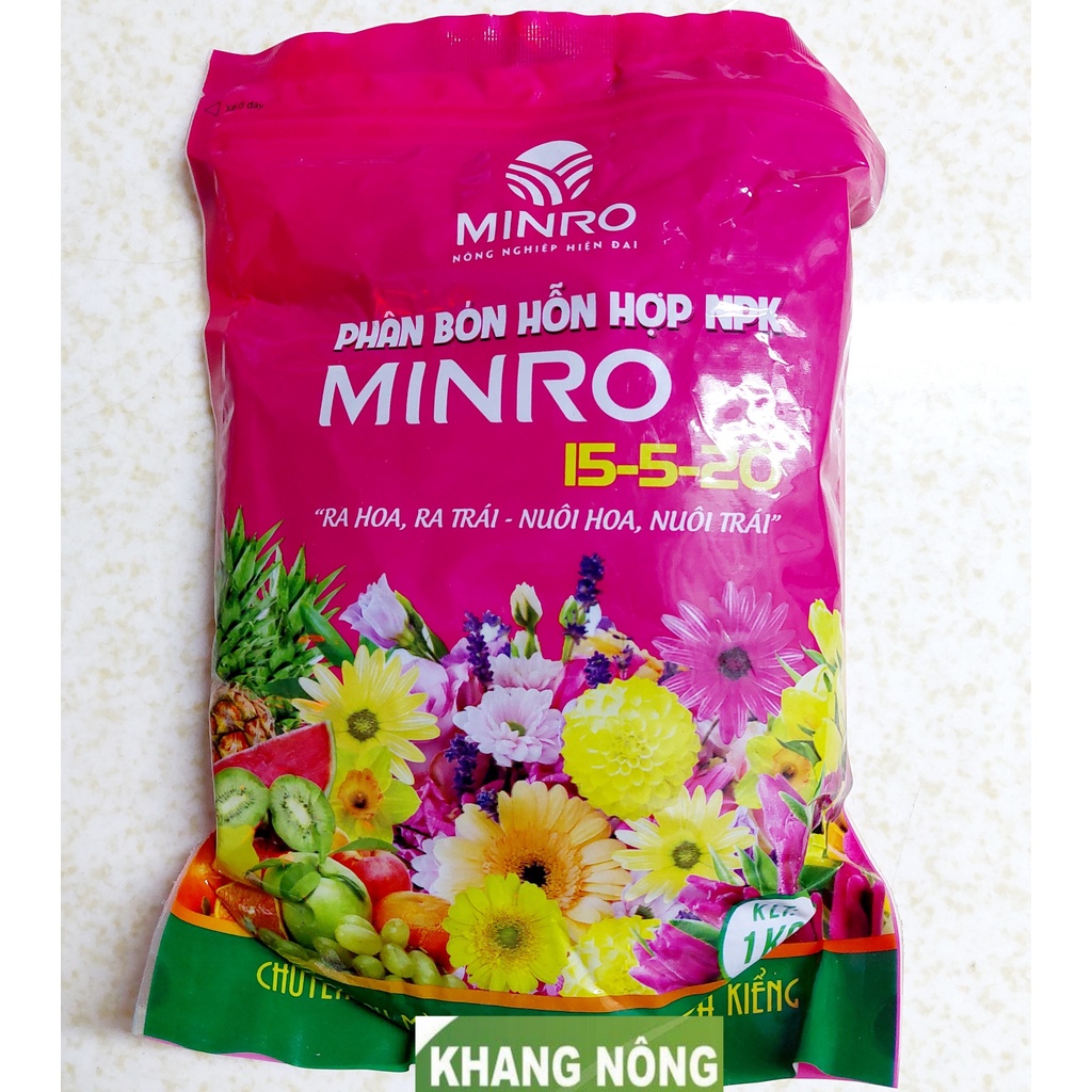 MINRO 15-5-20 1kg - Phân tím hỗn hợp NPK ra hoa ra trái nuôi hoa nuôi trái