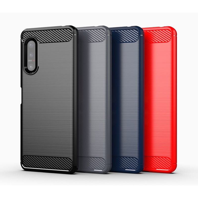 Sony Xperia 10 III Phone Case Sony 1 III / Sony 5/1/10 II Sony XZ1 XZ2 XZ3 XZ2 XZ3 XZ1 Compact / Sony XA2 Ultra TPU Silicone Brushed Carbon Fiber Back Cover