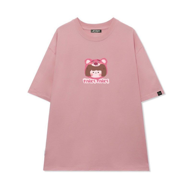 Áo thun tay lỡCó sizeFull màu unisex Cô gái Pinky