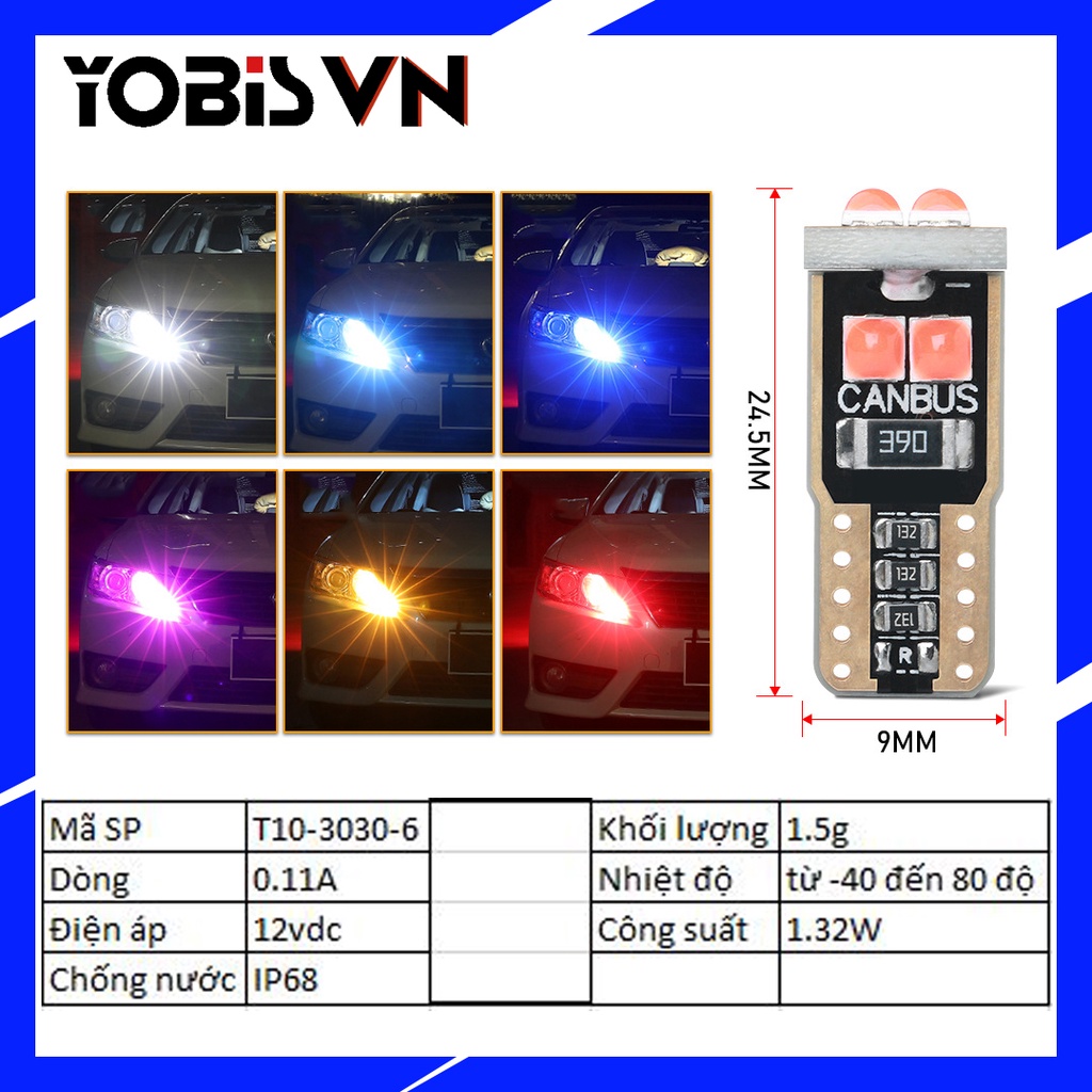 Led T10 canbus đèn nội thất ô tô, đèn biển số, đèn vòm, đèn xi nhan