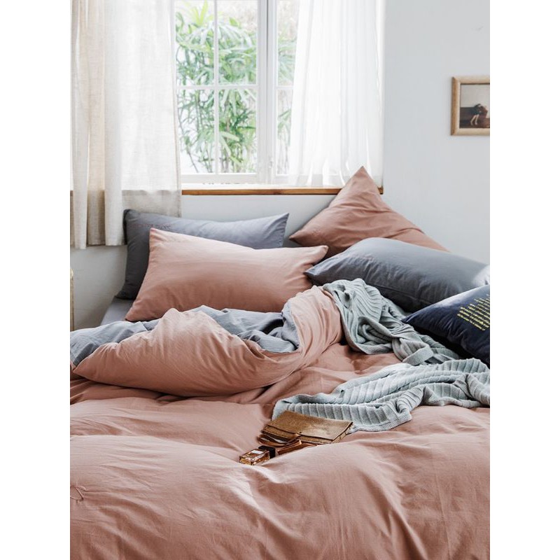 Bộ chăn ga gối cotton tici Cam ghi