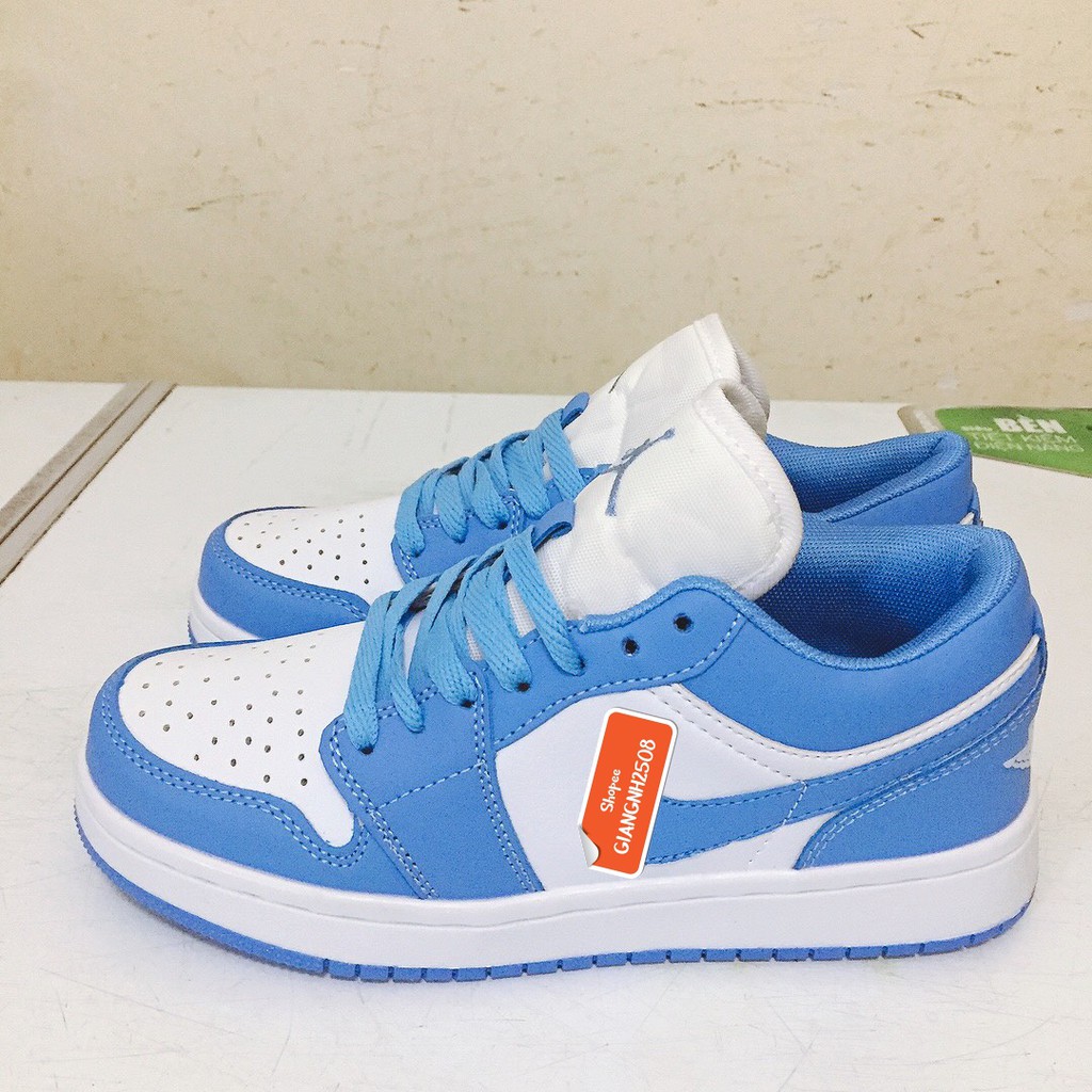 [Size 40 đến 44] Giày Force xanh trắng thấp cổ, giày Air Jordan 1 Low 'UNC Blue'