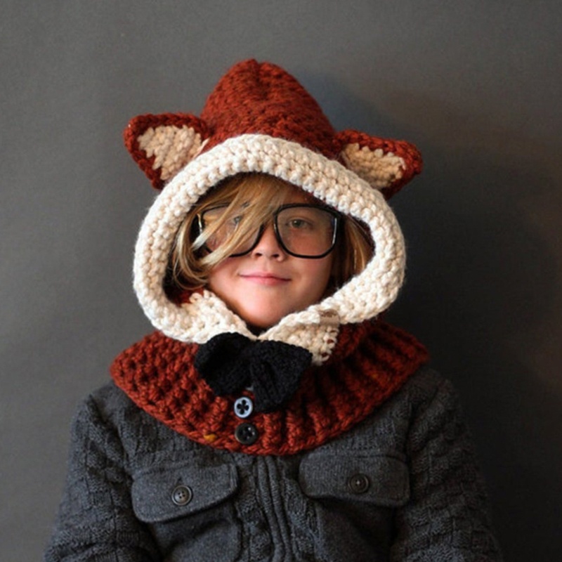 Mũ Len Dệt Kim Đính Nơ Tai Cáo Chống Gió Giữ Ấm