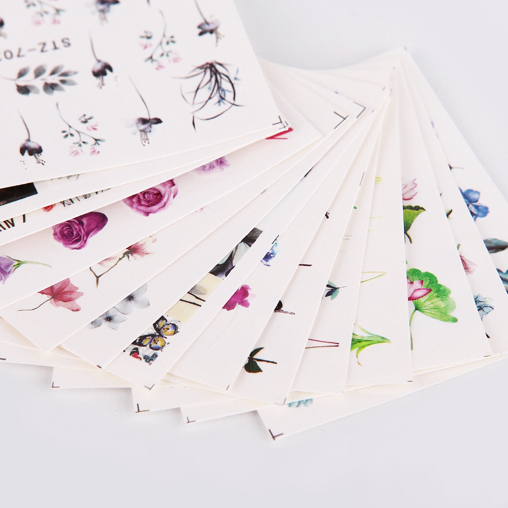 Tờ decal dán trang trí móng tay in họa tiết hoa