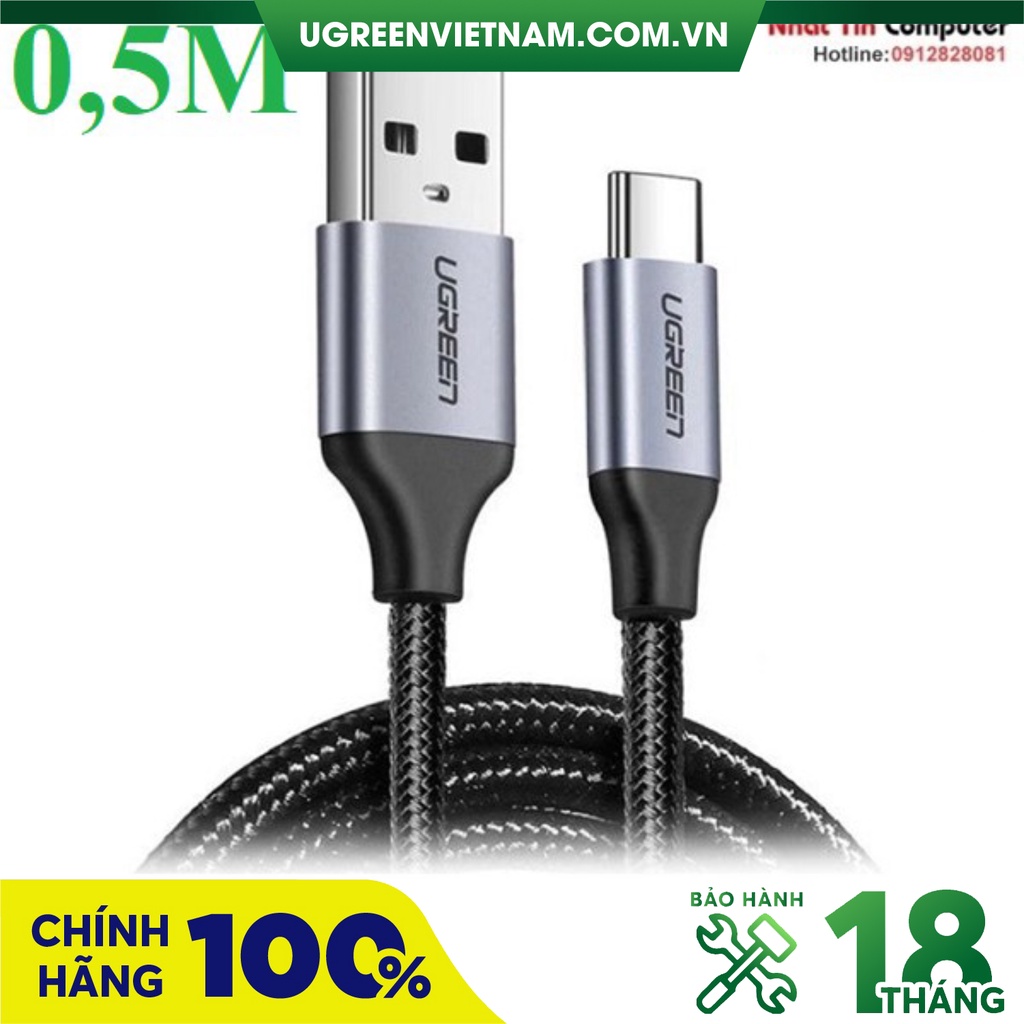 Cáp sạc nhanh USB Type C dài 0,5m Ugreen 60125 chính hãng