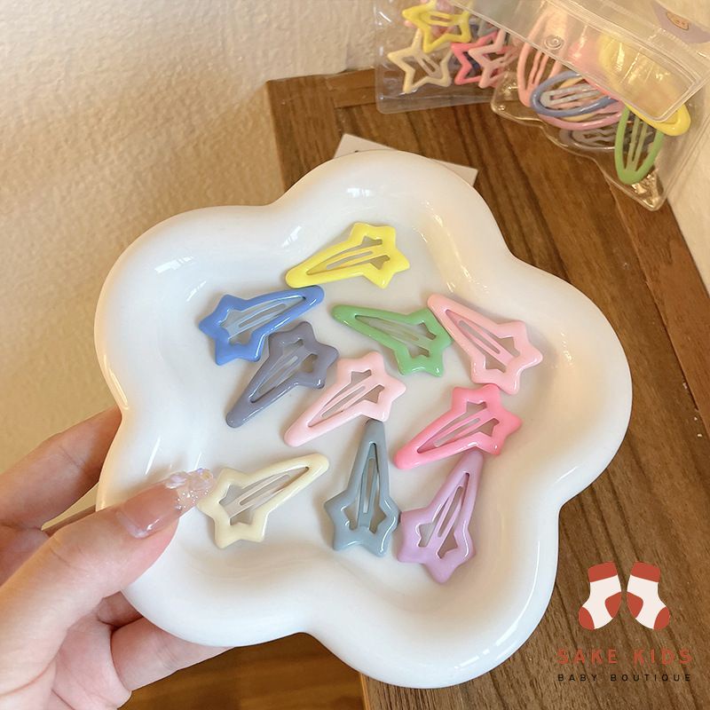 Set Kẹp Tóc Bé Gái - Kẹp tóc bé gái Nhựa bấm nhiều màu dễ thương phong cách Hàn Quốc có túi zip đựng siêu