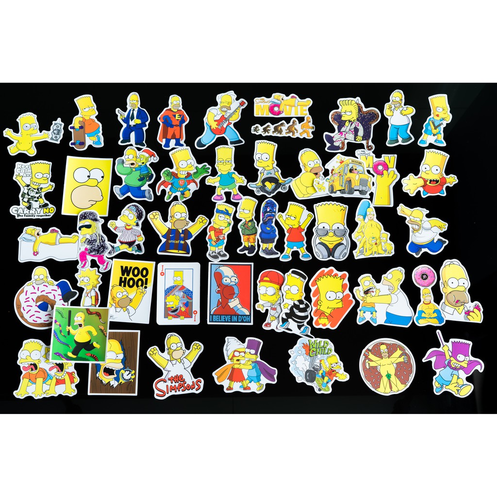 Sticker Simpson M2 chống nước lâu phai trang trí laptop, mũ bảo hiểm, đàn, guitar, ukelele, macbook, điện thoại