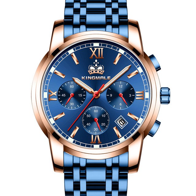 (CHUẨN MEN) Đồng Hồ Nam Chạy 6 Kim KINGMALE JAPAN K8899 Doanh Nhân 2019 Dây Thép Đúc Đặc Khóa Bướm_FULL BOX