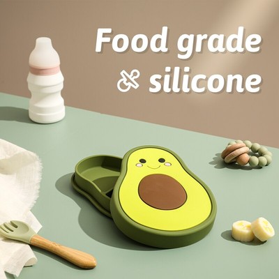 1 Bộ Đồ Ăn Cho Bé Với Spork Thực Phẩm Silicon Bơ Đôi Combo Đĩa Ăn Cho Bé Trẻ Em Chống Trơn Trượt Đồ Dùng Nhà Bếp