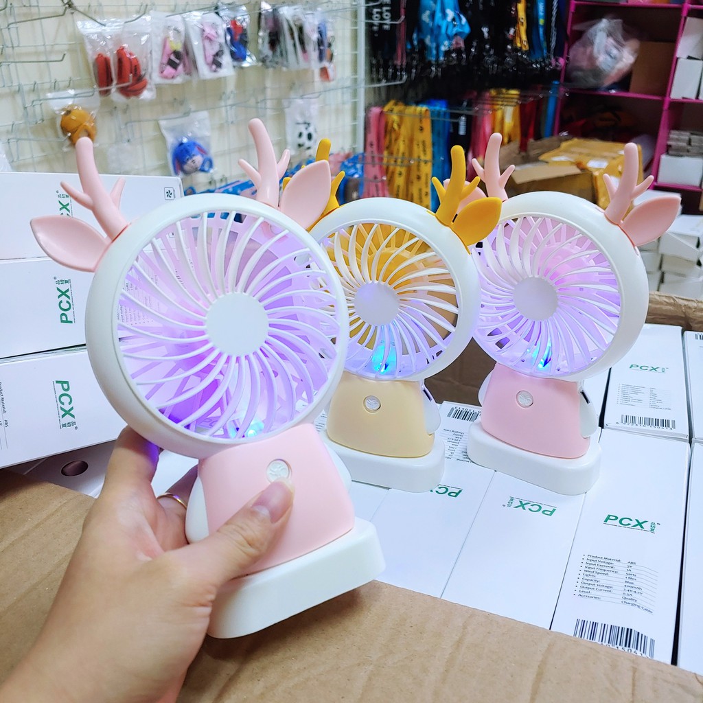 Quạt mini tích điện cầm tay có đèn sáng, quạt để bàn (ảnh thật 100%) #6