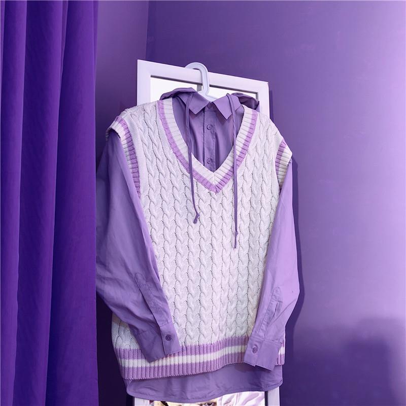 Áo gile/ Áo hoodie thêu quả dâu/ Áo sơ mi dáng rộng thời trang Nhật Hàn cho nữ