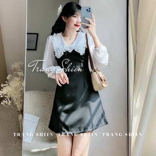 VÁY ĐEN PHỐI CỔ PETER TRẮNG CÔNG SỞ - GD237