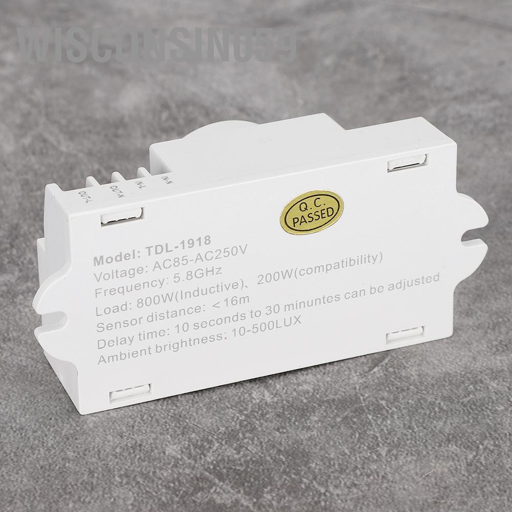 Bộ cảm biến radar vi sóng 5.8GHz thông minh có thể điều chỉnh ánh sáng Dip-Switch Máy dò chuyển động cơ trong nhà【wisconsin059】