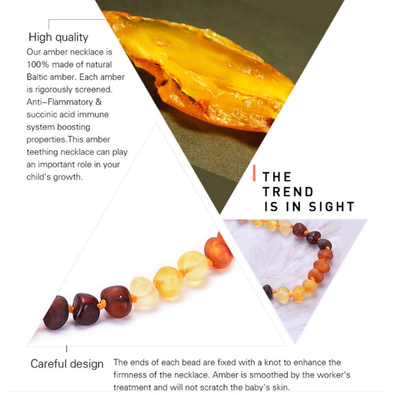 Vòng cổ Hạt Hổ Phách Baroque Baltic Chính Hãng Dành Cho Trẻ Em