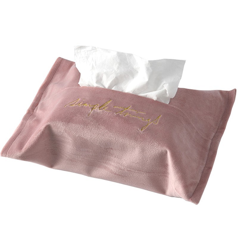 Hộp đựng khăn giấy bằng vải nhung thêu họa tiết đáng yêu nhiều màu sắc