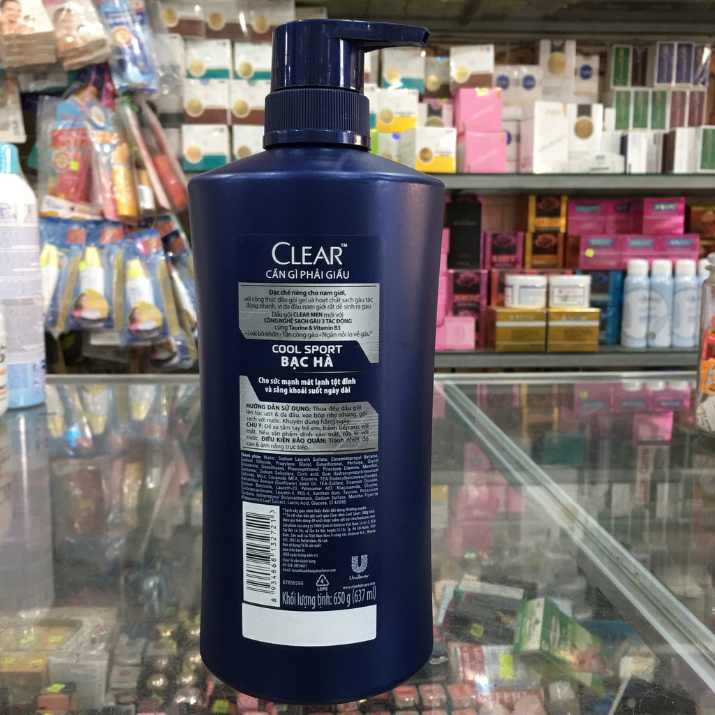 Dầu gội Clear Men Cool Sport bạc hà 630g (612ml)