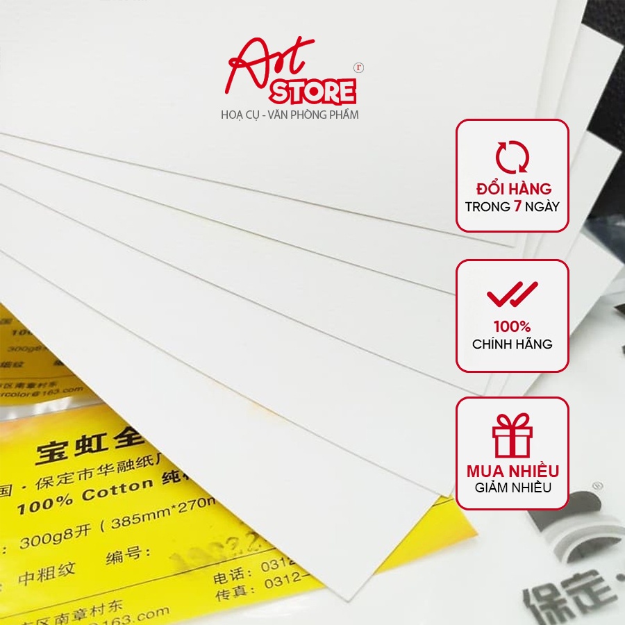 Giấy Vẽ Màu Nước Baohong 100% cotton  Khổ A5/A4/A3