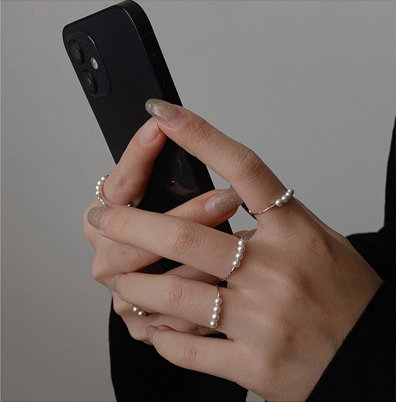 Korean Fashion Simple Pearl Beaded Finger Knot Ring For Women