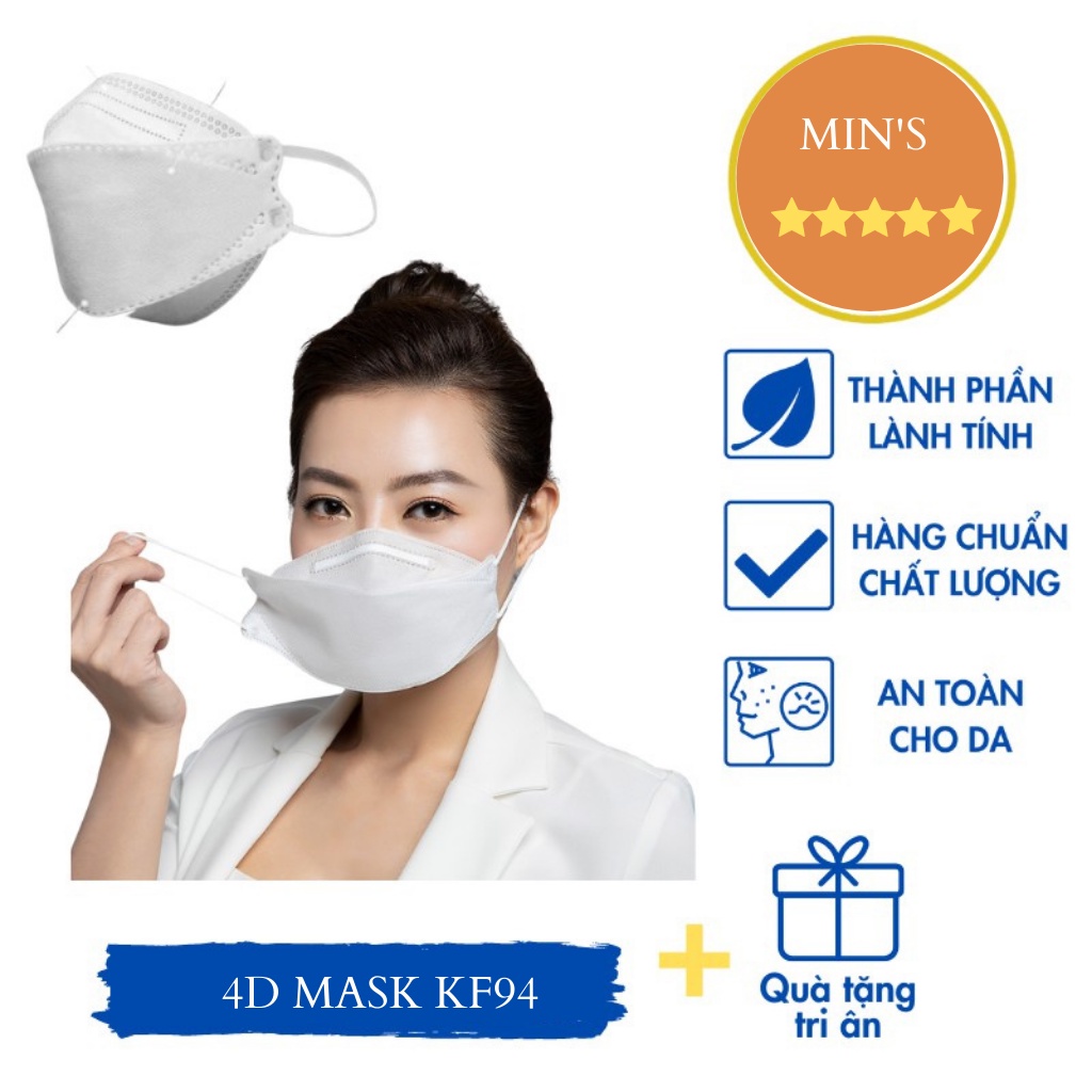 Khẩu Trang 4D Mask KF94 Công Nghệ Hàn Quốc Ôm Sát Không Đau Tai