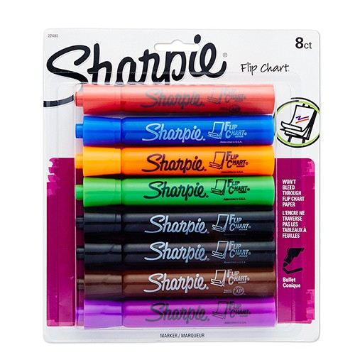 Vỉ 8 màu bút lông dầu viết bảng giấy chuyên dụng Sharpie Flip Chart