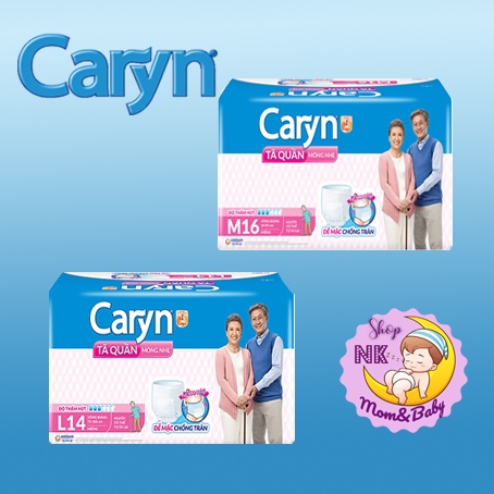 Tã/Bỉm Quần Caryn Người Lớn Caryn M16,L14,M8 Miếng Mỏng Nhẹ Chống Tràn Dành Cho Người Già Có Thể Đi Lại