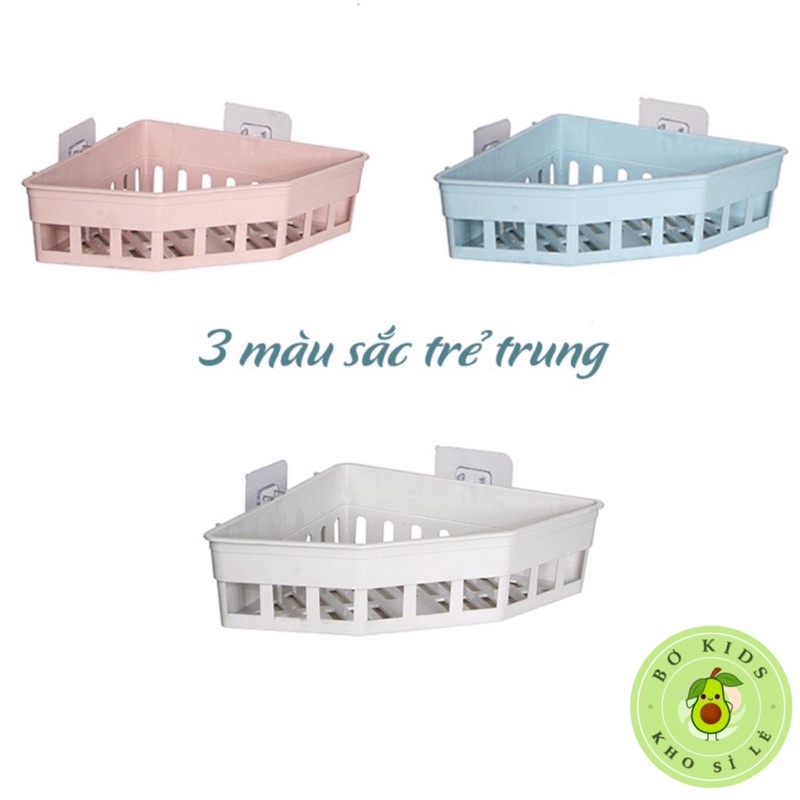 Khay tam giác dán tường Hokori Việt Nhật (5610) đựng vật dụng nhà tắm nhà bếp, Kệ đựng đồ đa năng nhựa PP cao cấp
