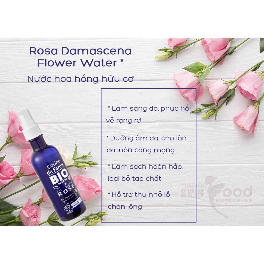 Nước Hoa Hồng Hữu Cơ Cho Da Nhạy Cảm Corine De Farme Bio Organic Rose Water 200ml
