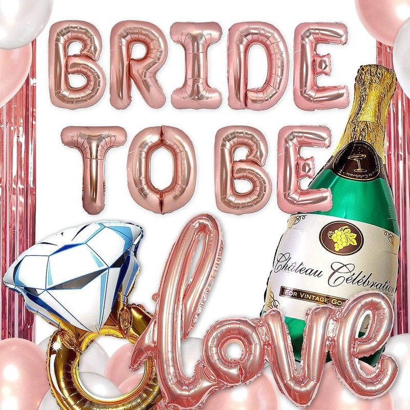 Set Bong Bóng Màu Vàng Hồng In Chữ BRIDE TO BE Dành Cho Tiệc Cưới