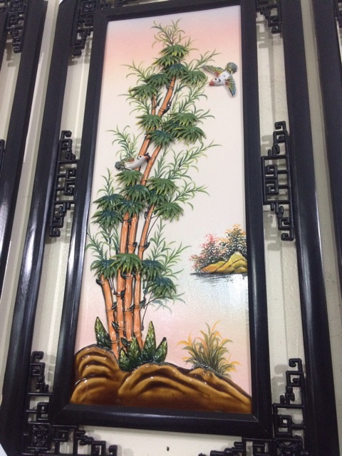 Bộ tranh tứ quý đắp nổi Tùng Cúc Trúc Mai - cao 80cm